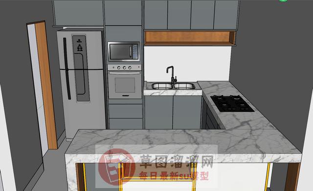 厨房橱柜冰箱SU模型