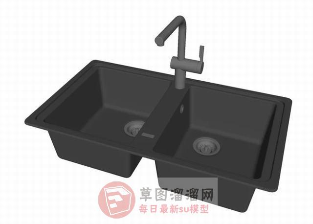 厨房水槽洗菜池SU模型