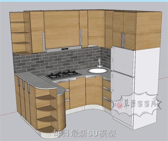 厨房橱柜冰箱SU模型