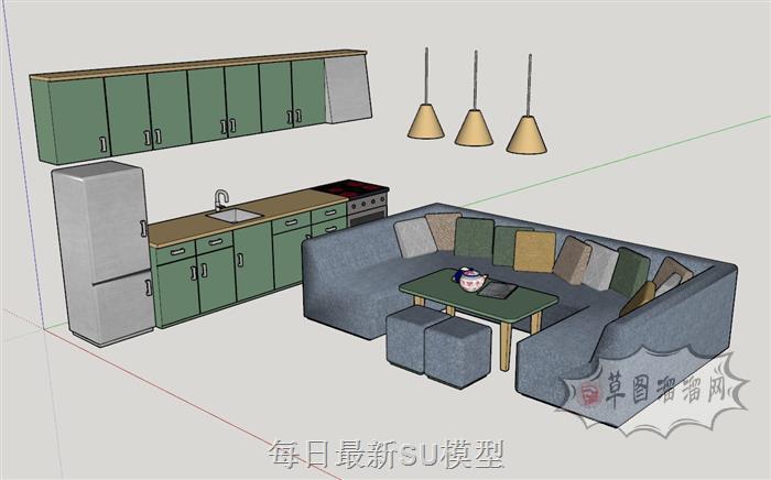 厨房橱柜沙发SU模型