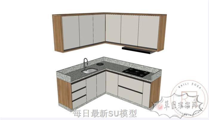 转角厨房橱柜SU模型