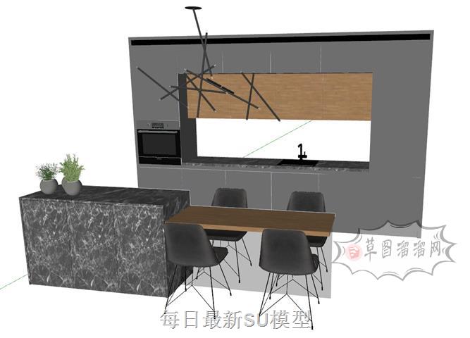 大理石台面厨房SU模型