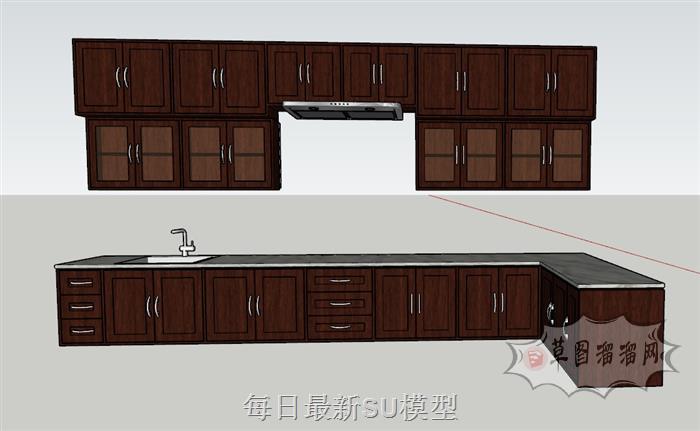 古典厨房橱柜SU模型