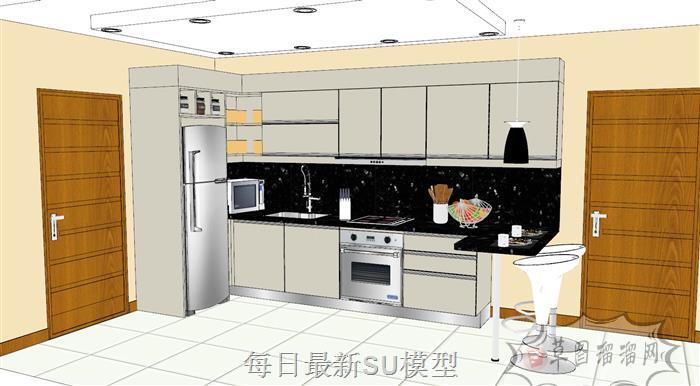 厨房橱柜吧台SU模型