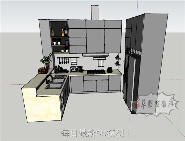 厨房橱柜厨具SU模型