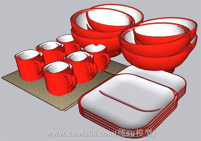 碗筷碟子杯子SU模型