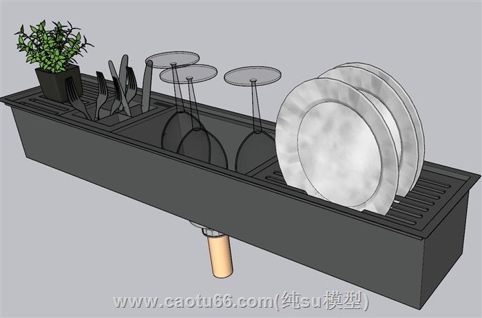 洗碗架碟子高脚杯SU模型
