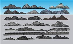 山脉片石雪浪石SU模型