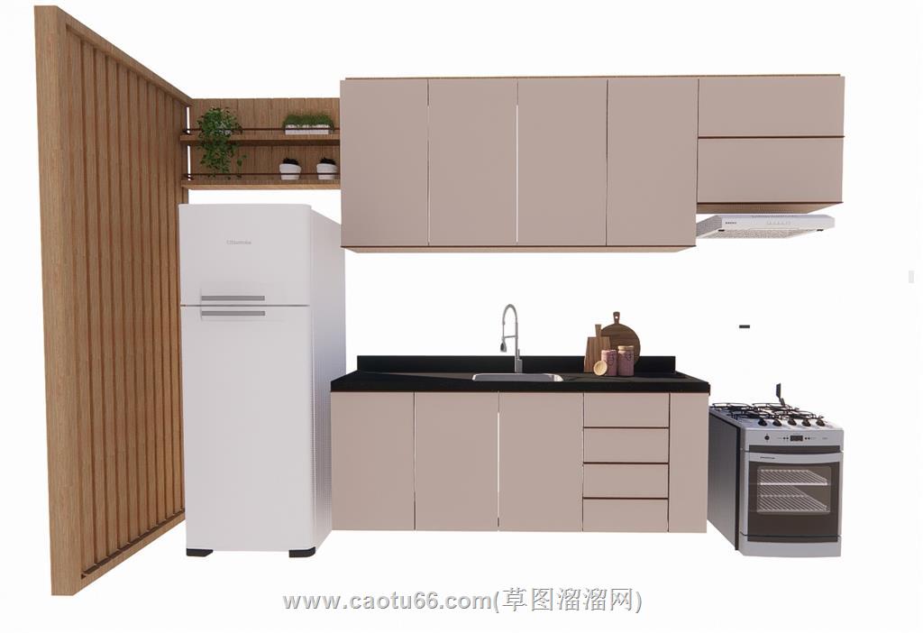 厨房橱柜集成灶SU模型