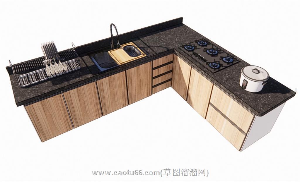 厨房橱柜晾碗架SU模型