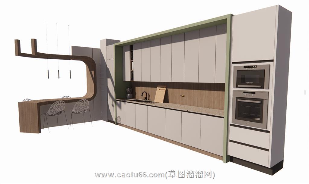 厨房橱柜吧台SU模型