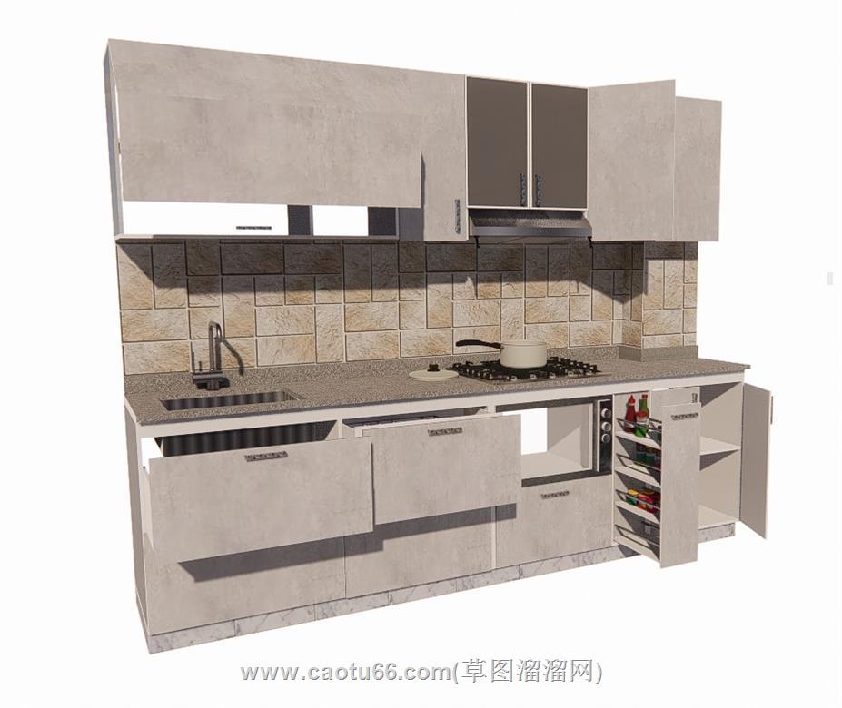 厨房橱柜抽屉SU模型