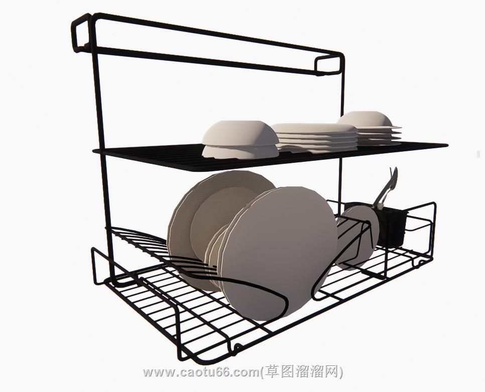 厨房晾碗架SU模型