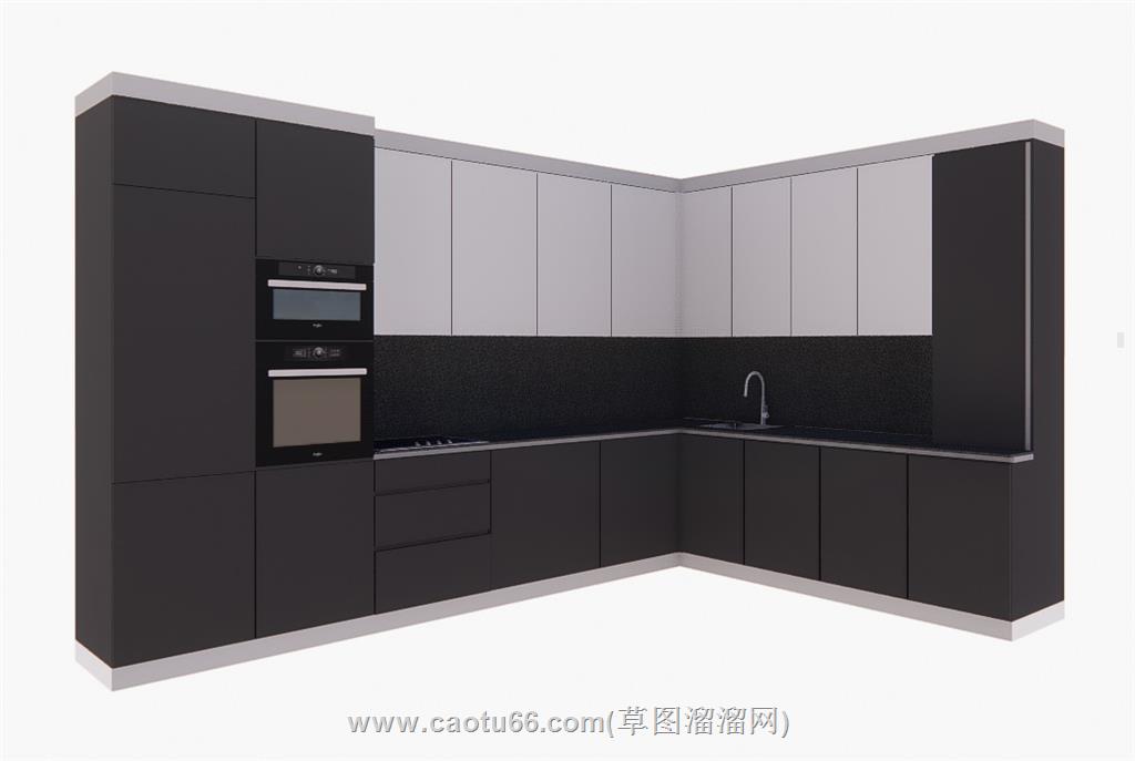 L形厨房橱柜SU模型