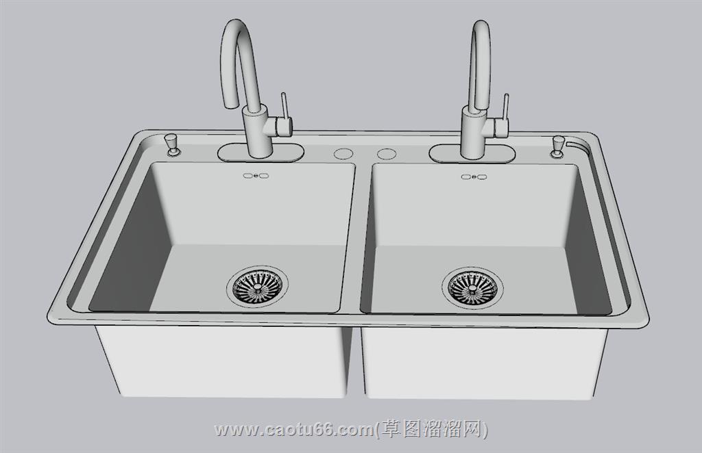 厨房水槽洗菜池SU模型