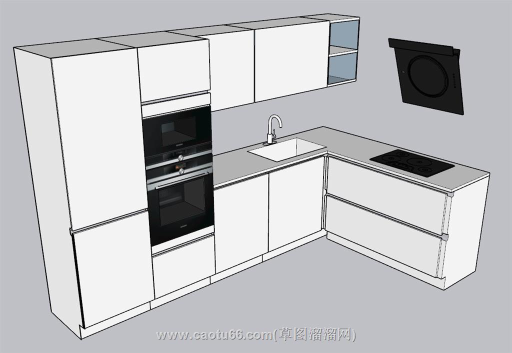L形厨房橱柜SU模型