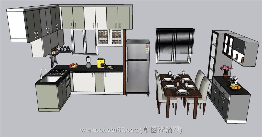 厨房橱柜餐边柜SU模型