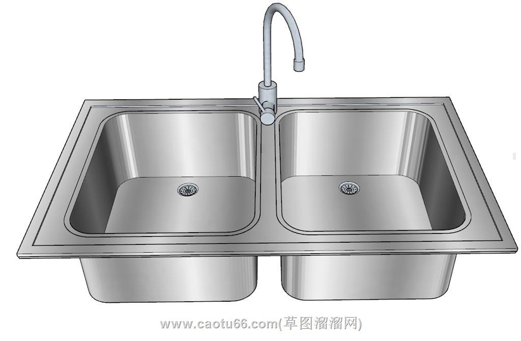 厨房洗菜池水槽SU模型