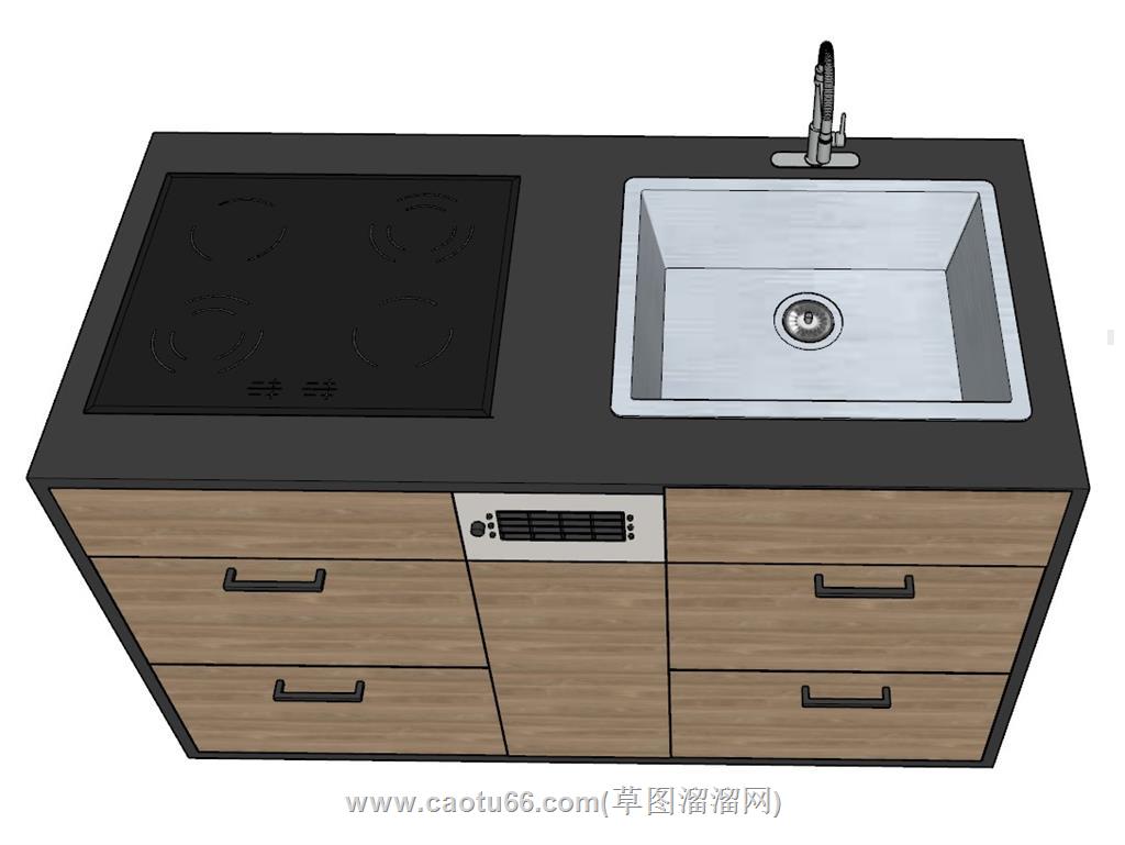 岛台电池炉洗手盆SU模型