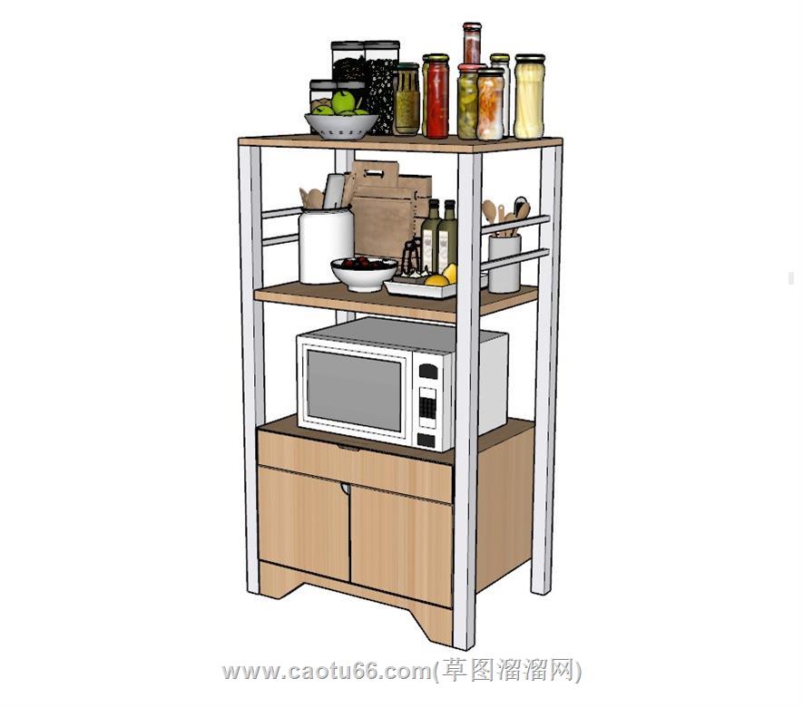 厨房置物架调料瓶SU模型