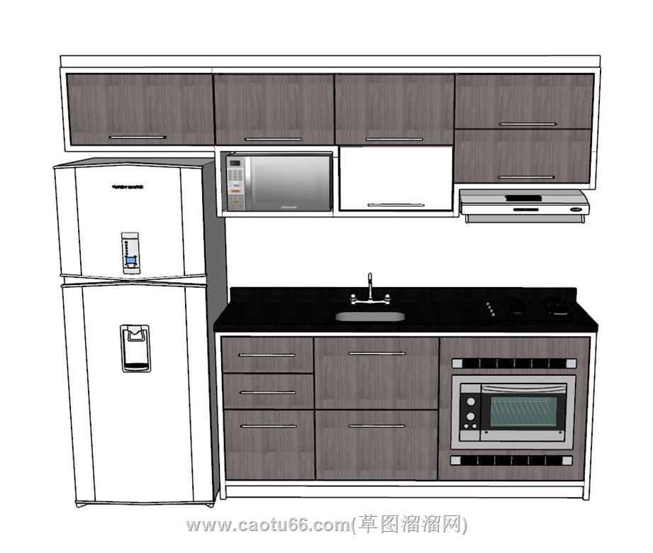 厨房橱柜冰箱SU模型