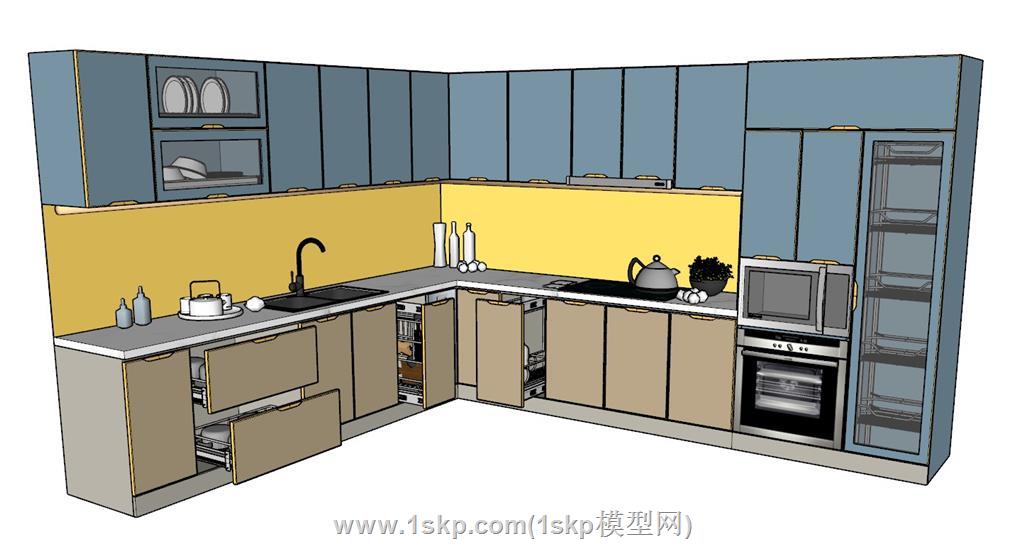 厨房橱柜抽拉篮SU模型