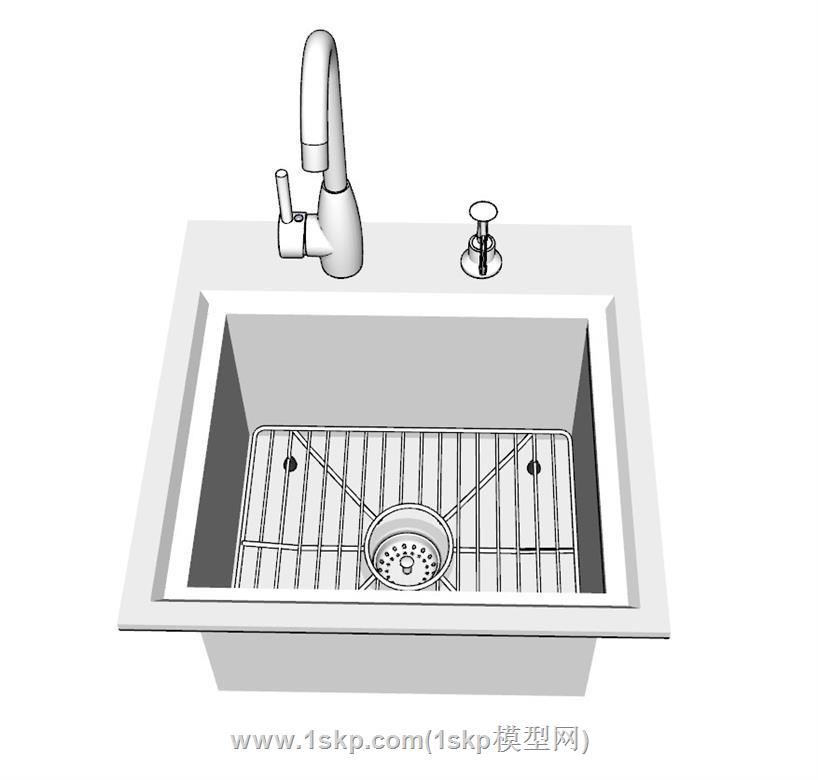 不锈钢单盆洗菜池SU模型