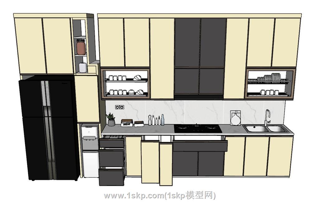厨房橱柜抽拉篮SU模型