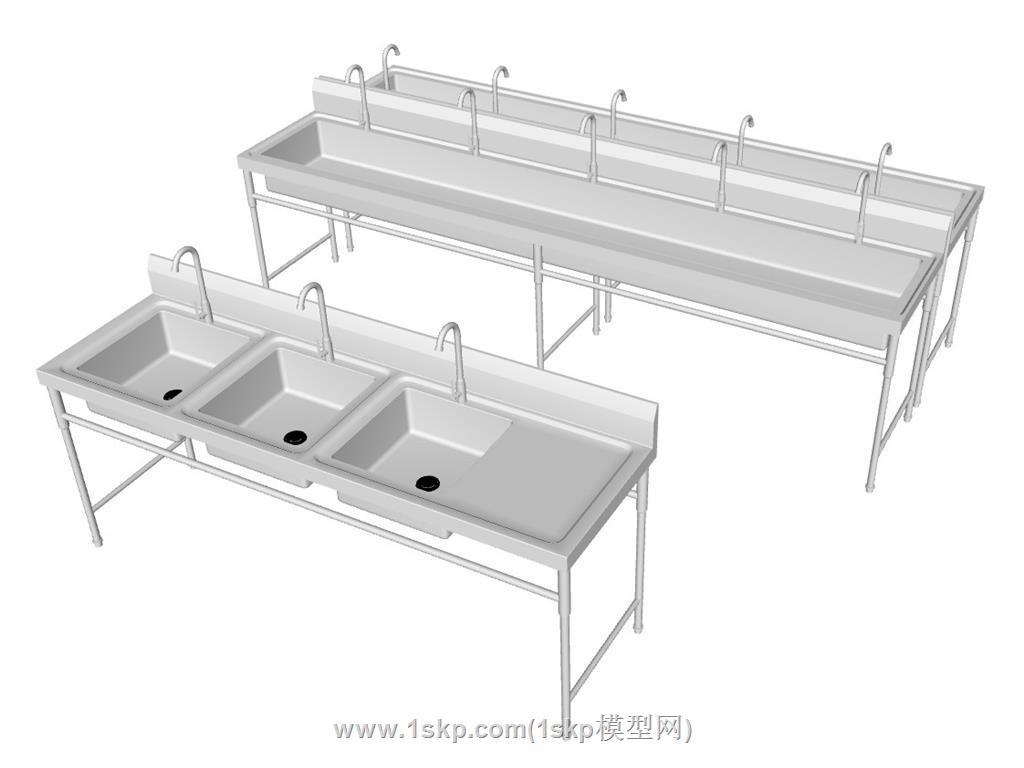 厨卫不锈钢洗菜盆SU模型
