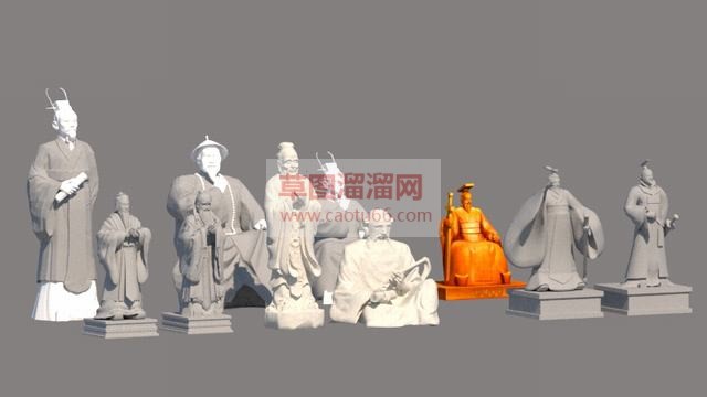 古代名人雕塑SU模型