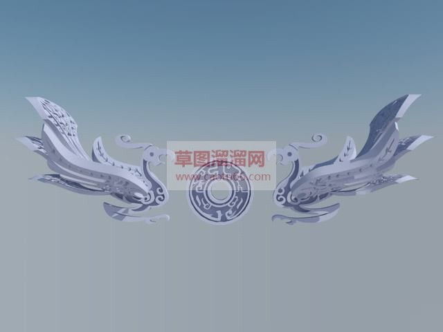 汉朝雕塑凤凰SU模型