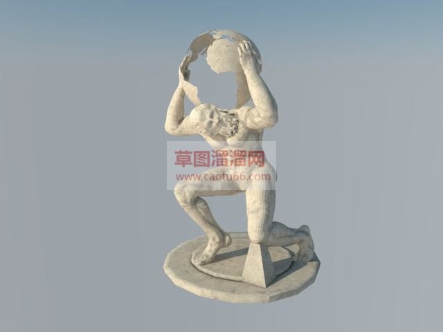 欧式人物背黑锅雕塑SU模型