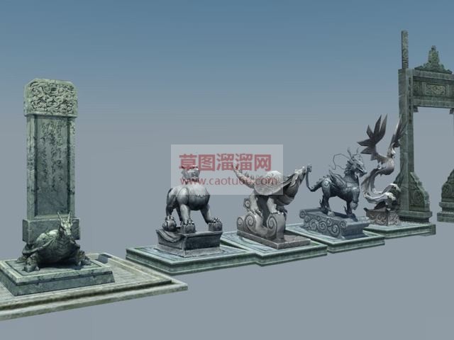 中式古代神兽SU模型