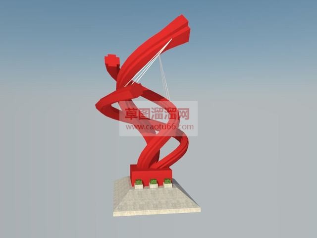 红色雕塑抽象SU模型