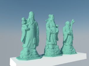 人物雕塑福禄寿SU模型