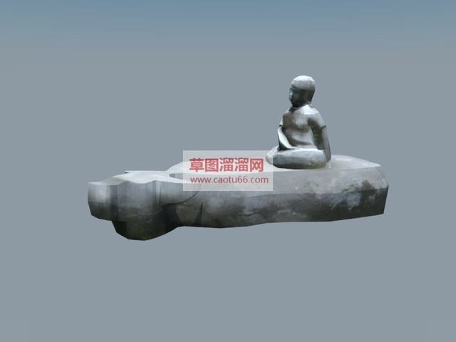 牧童骑牛牧童雕塑雕塑SU模型