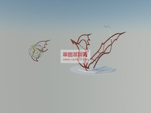 龙翅膀雕塑SU模型