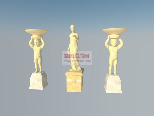 欧式雕塑天使人物雕塑SU模型