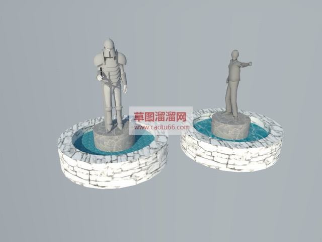 人物雕塑欧式雕塑水景雕塑SU模型