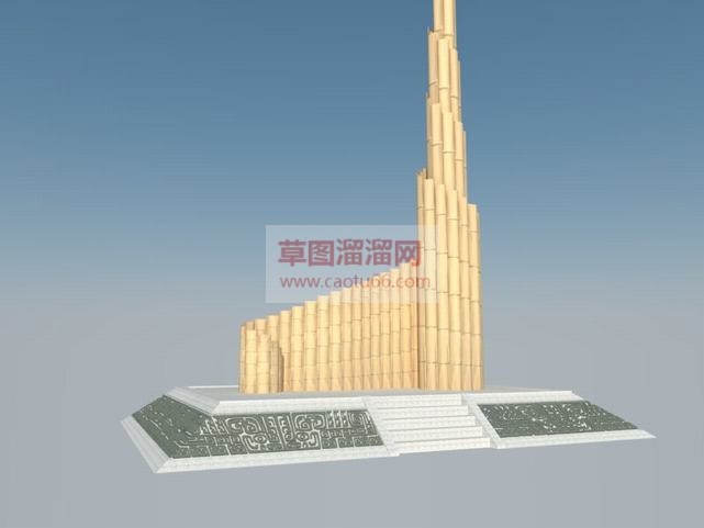 竹子雕塑台草SU模型
