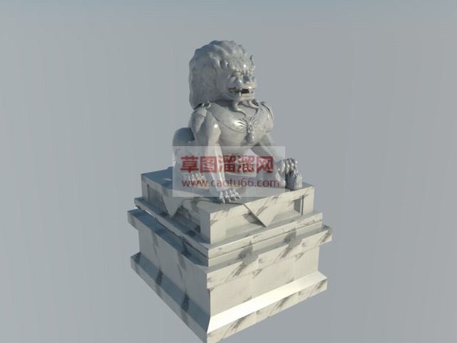 石雕狮子雕塑SU模型