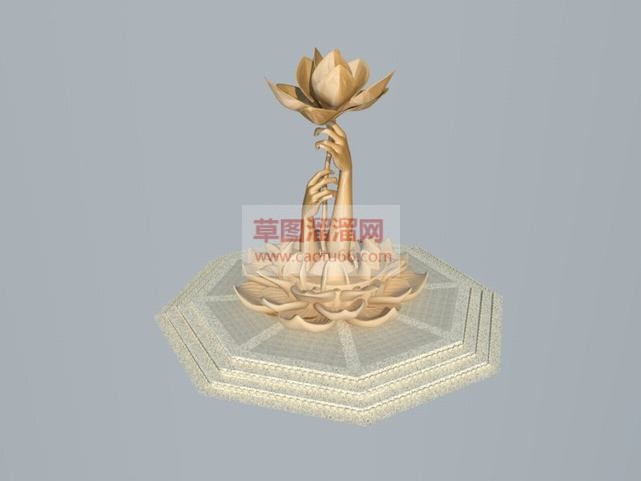 莲花手雕塑免SU模型