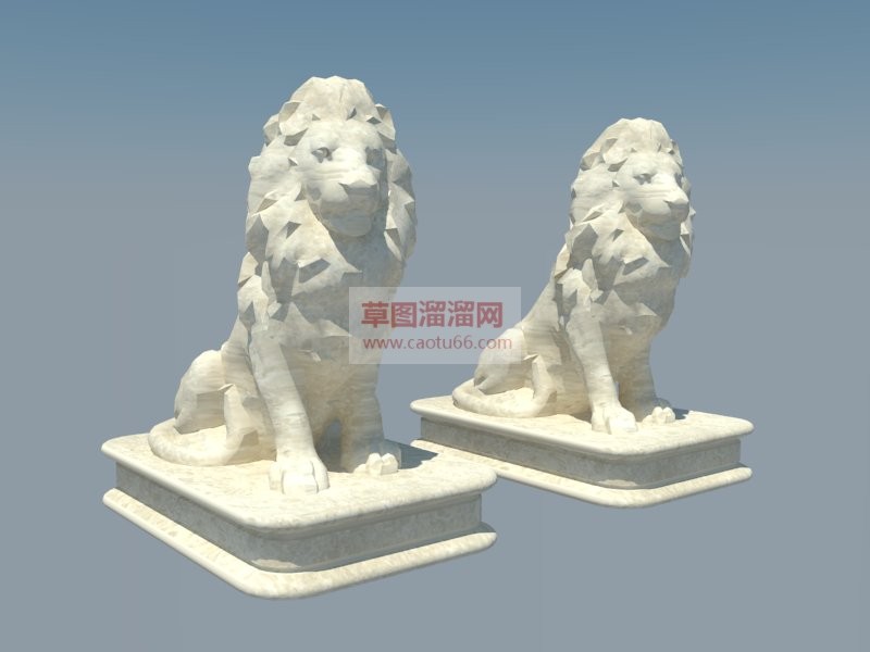 石狮子雕塑SU模型