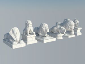 石狮子麒麟雕SU模型
