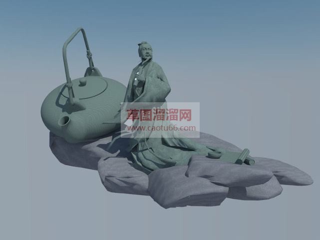 茶桌茶具人物SU模型
