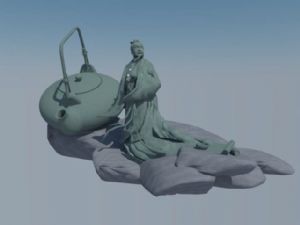 茶桌茶具人物SU模型