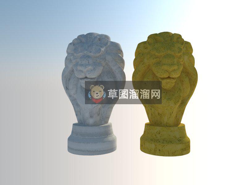 狮子头雕塑SU模型
