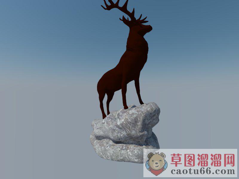 石头小鹿雕塑SU模型