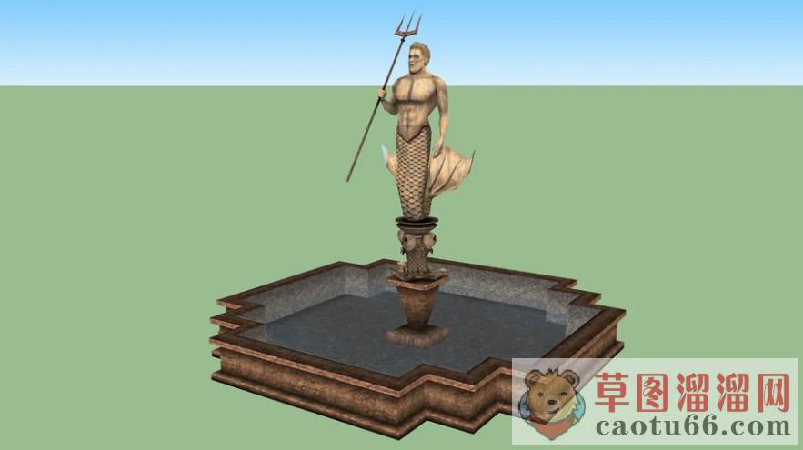 海王星雕塑喷泉SU模型