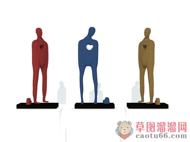 插手口袋雕塑人物SU模型